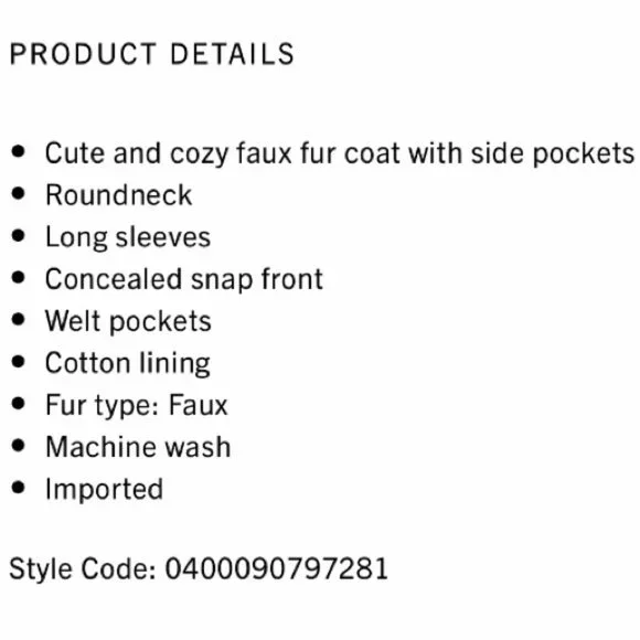 CARREMENT BEAU Girl’s Faux Fur Coat - Picture 8 of 8